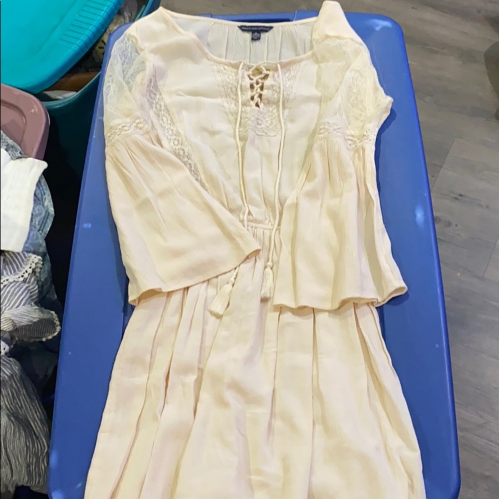 Long sleeve cream dress